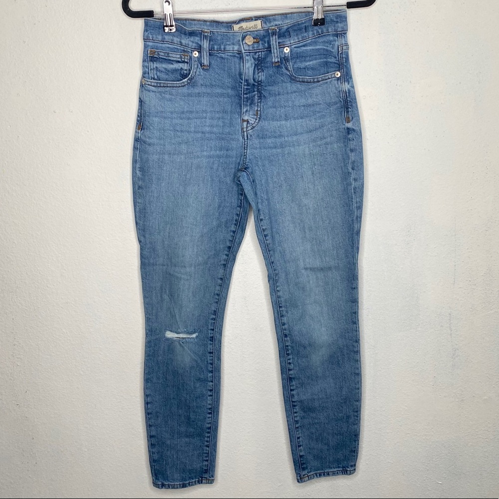 Madewell distressed high rise skinny jeans